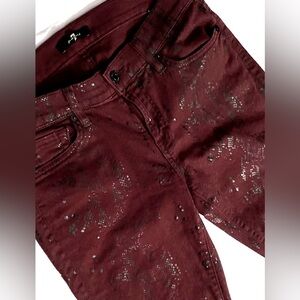 7 FOR ALL MANKIND SKINNY JEANS 28 SNAKESKIN WOMENS SLIM FIT LOW RISE COT SPANDEX